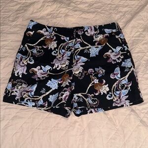 High Waist Black Shorts with Colorful Space Pattern